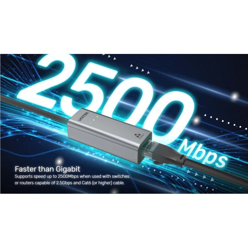 Unitek Converter - U1313C - USB-C to LAN 2.5Gb Ethernet+USB-A — Buy in Cyprus with Fast Delivery