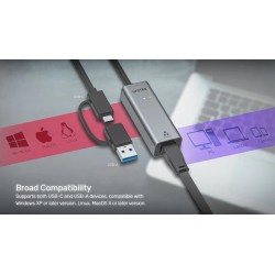Unitek Converter - U1313C - USB-C to LAN 2.5Gb Ethernet+USB-A — Buy in Cyprus with Fast Delivery