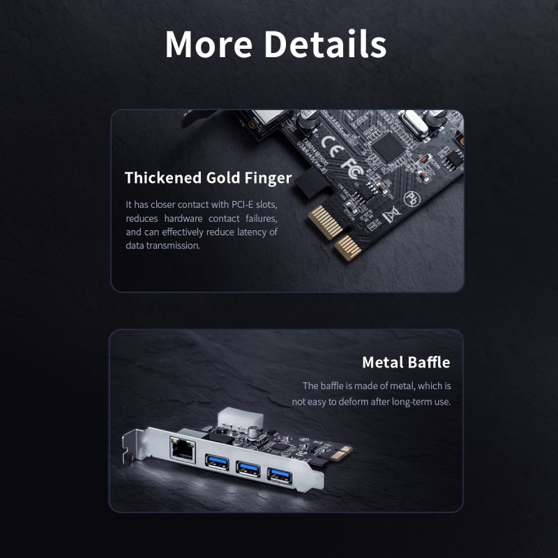 Orico PCI Express Card - PNU-3A1R - 3x USB 3.0 1x Gigabit LAN — Buy in Cyprus with Fast Delivery