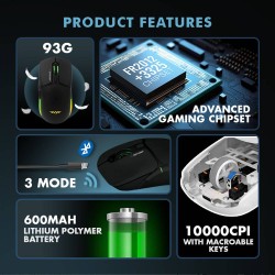 Armaggeddon Gaming Mouse - MIRAGE-VI - Wired+2.4G+BT Recharge 600mAh White — Buy in Cyprus with Fast Delivery