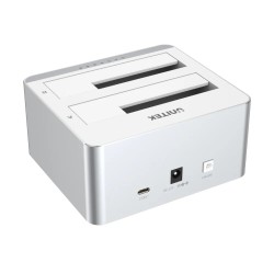 Unitek HDD Docking Station - Y-3027 - USB-C 3.1 10Gbps SATA6G Dual Bay Aluminium (Silver) — Buy in Cyprus with Fast Delivery
