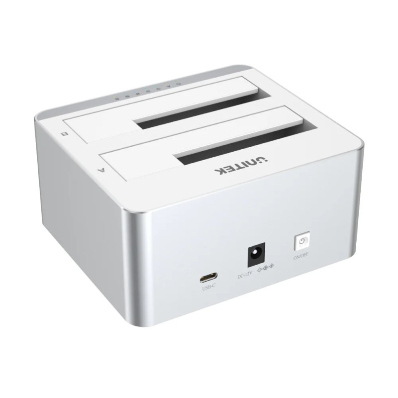 Unitek HDD Docking Station - Y-3027 - USB-C 3.1 10Gbps SATA6G Dual Bay Aluminium (Silver) — Buy in Cyprus with Fast Delivery