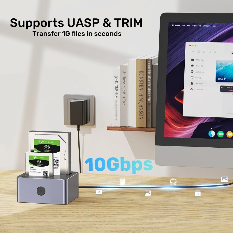 Unitek HDD Docking Station - Y-3027 - USB-C 3.1 10Gbps SATA6G Dual Bay Aluminium (Silver) — Buy in Cyprus with Fast Delivery