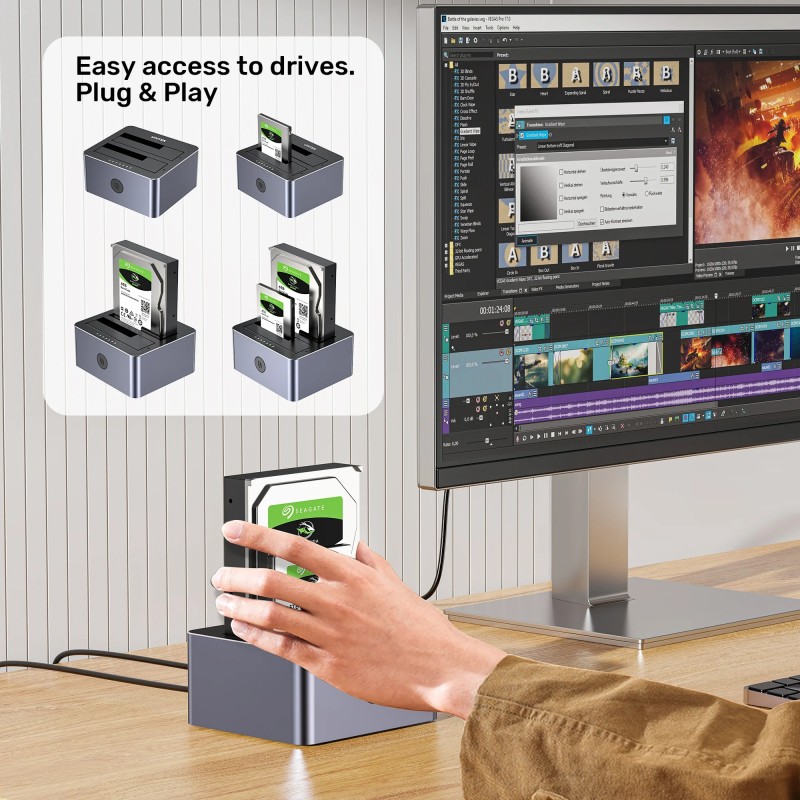 Unitek HDD Docking Station - Y-3027 - USB-C 3.1 10Gbps SATA6G Dual Bay Aluminium (Silver) — Buy in Cyprus with Fast Delivery