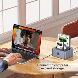 Unitek HDD Docking Station - Y-3027 - USB-C 3.1 10Gbps SATA6G Dual Bay Aluminium (Silver) — Buy in Cyprus with Fast Delivery
