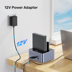 Unitek HDD Docking Station - Y-3027 - USB-C 3.1 10Gbps SATA6G Dual Bay Aluminium (Silver) — Buy in Cyprus with Fast Delivery