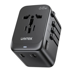 Unitek Charge Wall 65W Travel Adapter 3xUSBC+USBA Black - P1122A - 65W, Travel, 3xUSBC+USBA, Black