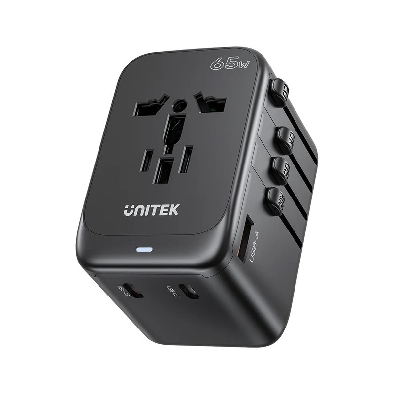 Unitek Charge Wall 65W Travel Adapter 3xUSBC+USBA Black - P1122A - 65W, Travel, 3xUSBC+USBA, Black