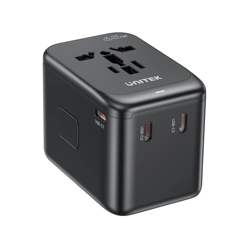 Unitek Charge Wall 65W Travel Adapter 3xUSBC+USBA Black - P1122A - 65W, Travel, 3xUSBC+USBA, Black