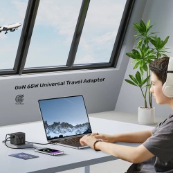 Unitek Charge Wall 65W Travel Adapter 3xUSBC+USBA Black - P1122A - 65W, Travel, 3xUSBC+USBA, Black