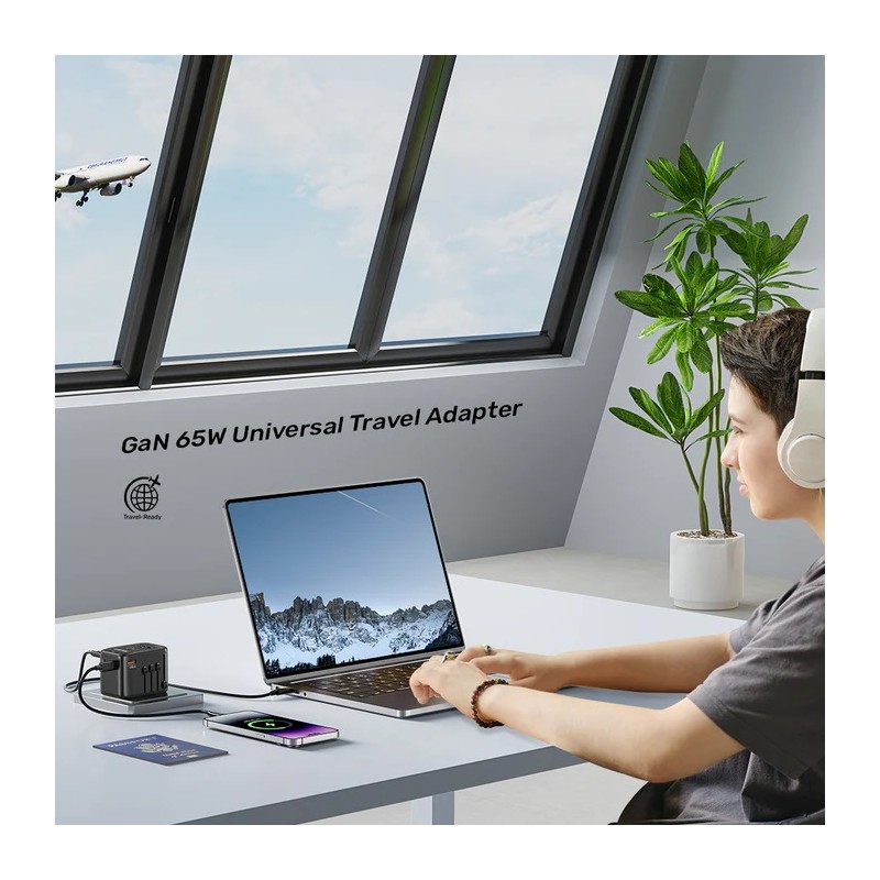 Unitek Charge Wall 65W Travel Adapter 3xUSBC+USBA Black - P1122A - 65W, Travel, 3xUSBC+USBA, Black