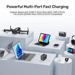 Unitek Charge Wall 65W Travel Adapter 3xUSBC+USBA Black - P1122A - 65W, Travel, 3xUSBC+USBA, Black