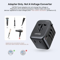 Unitek Charge Wall 65W Travel Adapter 3xUSBC+USBA Black - P1122A - 65W, Travel, 3xUSBC+USBA, Black