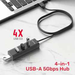 Unitek - Y-3089 - 4x USB-A 3.0 Ports & 1x USB-C Power Port with 1.2m Cable — Buy in Cyprus with Fast Delivery