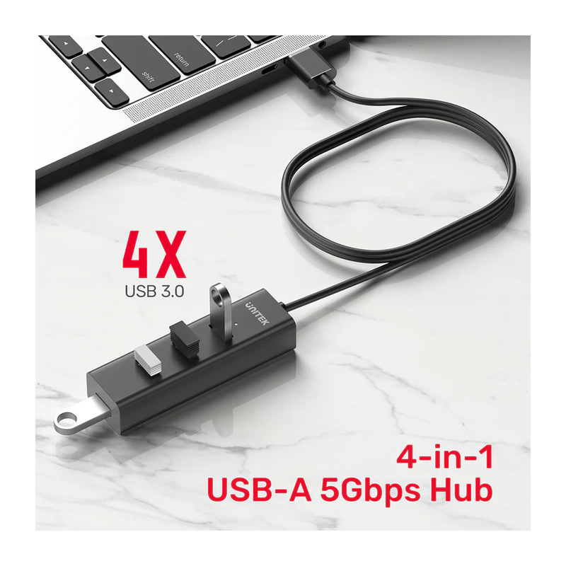 Unitek - Y-3089 - 4x USB-A 3.0 Ports & 1x USB-C Power Port with 1.2m Cable — Buy in Cyprus with Fast Delivery