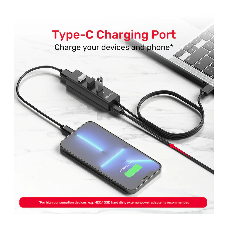 Unitek - Y-3089 - 4x USB-A 3.0 Ports & 1x USB-C Power Port with 1.2m Cable — Buy in Cyprus with Fast Delivery