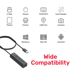 Unitek - Y-3089 - 4x USB-A 3.0 Ports & 1x USB-C Power Port with 1.2m Cable — Buy in Cyprus with Fast Delivery