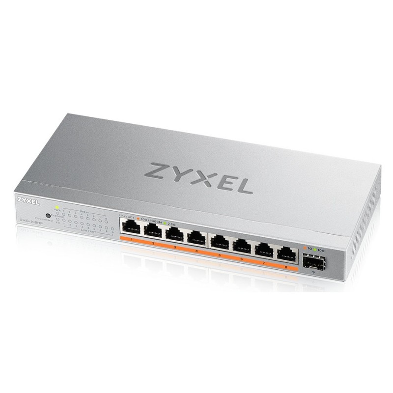 Zyxel Switch PoE Multi-Gig 2.5G 8PoE + 10G SFP+ 100W - XMG-108HP - 2.5G, 8PoE, 10G SFP+, 100W