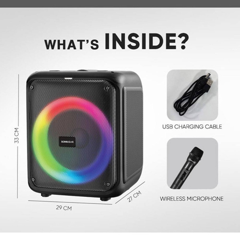 SonicGear Portable Karaoke Speaker - AudioXPro600HD - 90W BT USB FM with 1 Wireless Microphone