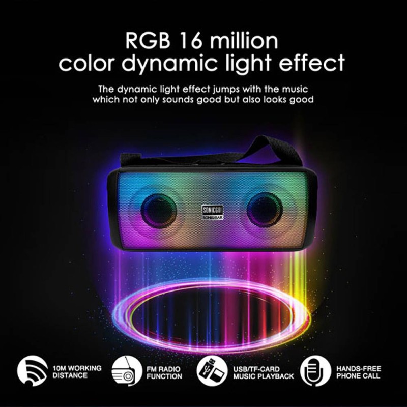 SonicGear - SONICGO!3 - RGB Portable Bluetooth Speaker with FM Radio & USB — Buy in Cyprus with Fast Delivery