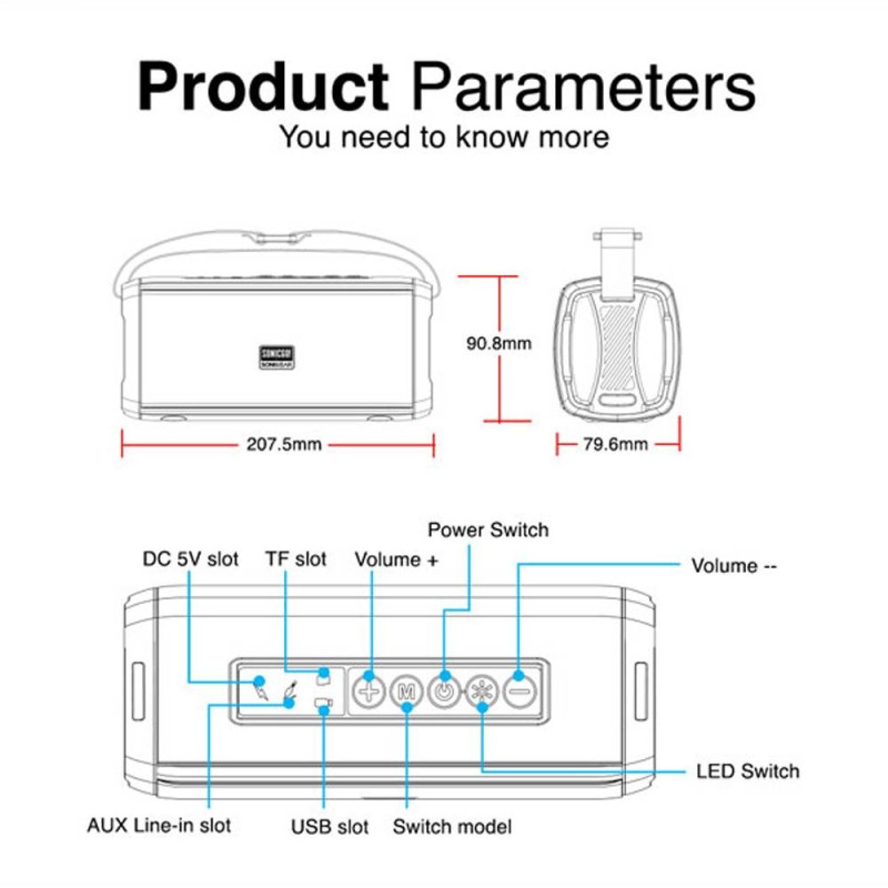 SonicGear - SONICGO!3 - RGB Portable Bluetooth Speaker with FM Radio & USB — Buy in Cyprus with Fast Delivery