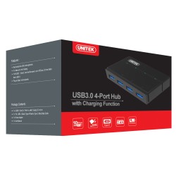 Unitek USB3.0 4-Port Hub Incl 12VA2A Power Adaptor - Y-HB03001 - USB3.0 4-Port Hub Incl 12VA2A Power Adaptor
