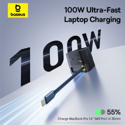 Baseus Charger Desktop - 100W 3C+U SUPER GAN Retractable Cable 100W EU — Buy in Cyprus with Fast Delivery