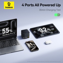 Baseus Charger Desktop - 100W 3C+U SUPER GAN Retractable Cable 100W EU — Buy in Cyprus with Fast Delivery