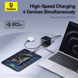 Baseus Charger Desktop - 100W 3C+U SUPER GAN Retractable Cable 100W EU — Buy in Cyprus with Fast Delivery