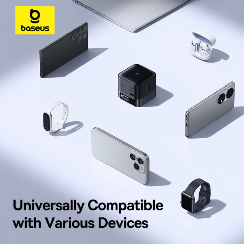 Baseus Charger Desktop - 100W 3C+U SUPER GAN Retractable Cable 100W EU — Buy in Cyprus with Fast Delivery