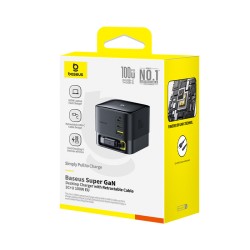 Baseus Charger Desktop - 100W 3C+U SUPER GAN Retractable Cable 100W EU — Buy in Cyprus with Fast Delivery
