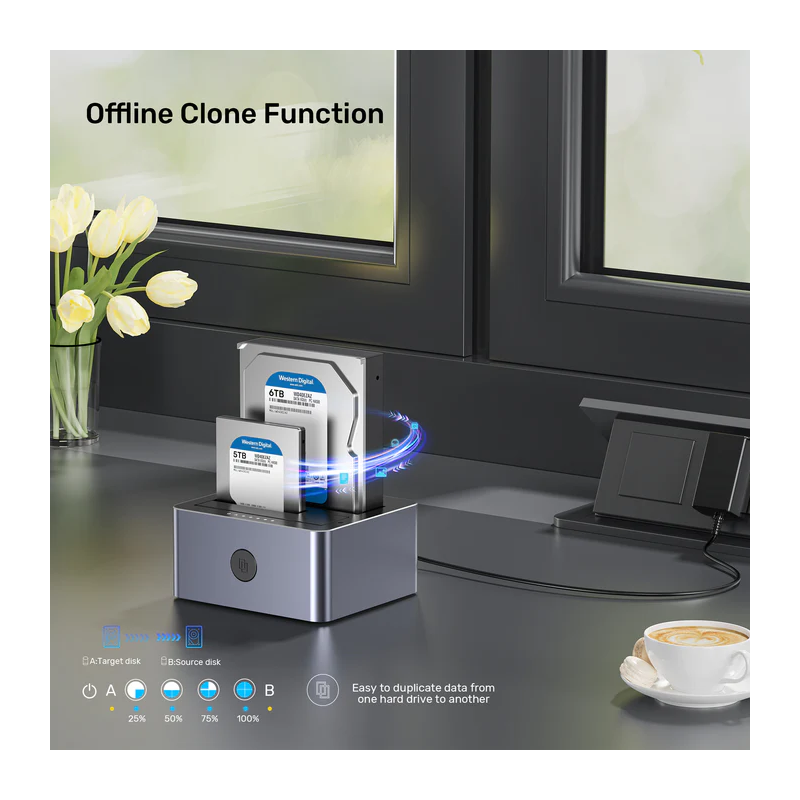 Unitek SATA6G Dual Bay HDD Docking Station - Y-3026 - Alum Black — Buy in Cyprus with Fast Delivery