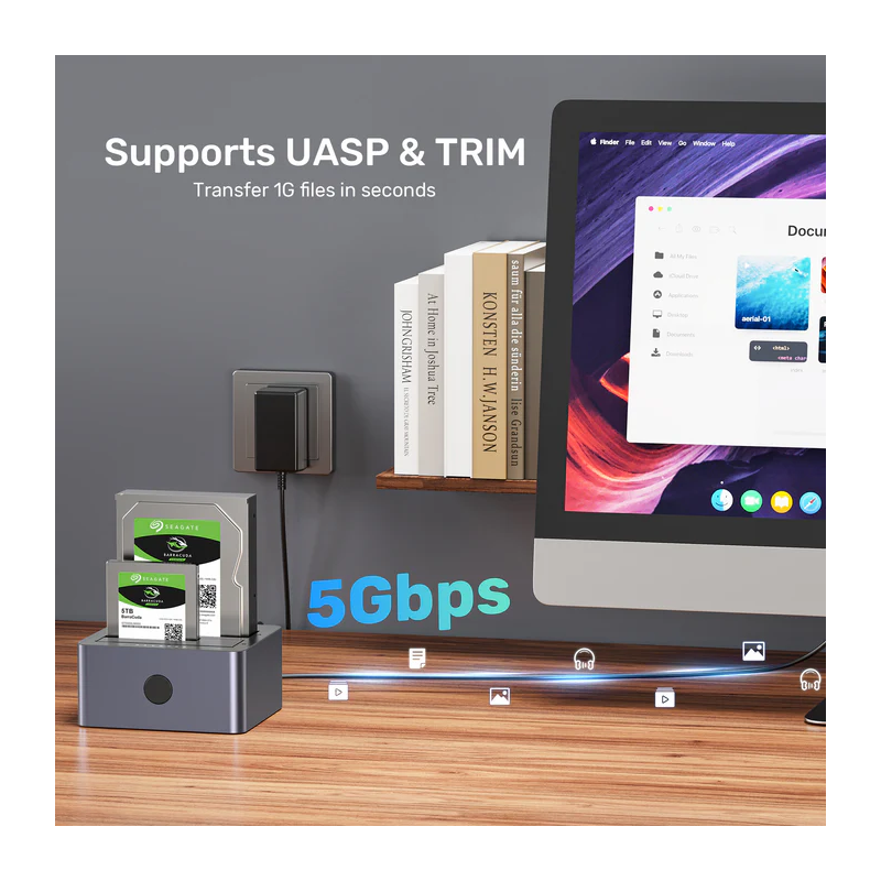 Unitek SATA6G Dual Bay HDD Docking Station - Y-3026 - Alum Black — Buy in Cyprus with Fast Delivery