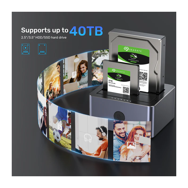 Unitek SATA6G Dual Bay HDD Docking Station - Y-3026 - Alum Black — Buy in Cyprus with Fast Delivery
