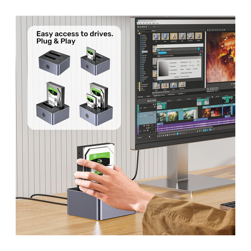 Unitek SATA6G Dual Bay HDD Docking Station - Y-3026 - Alum Black — Buy in Cyprus with Fast Delivery