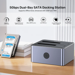 Unitek SATA6G Dual Bay HDD Docking Station - Y-3026 - Alum Black — Buy in Cyprus with Fast Delivery