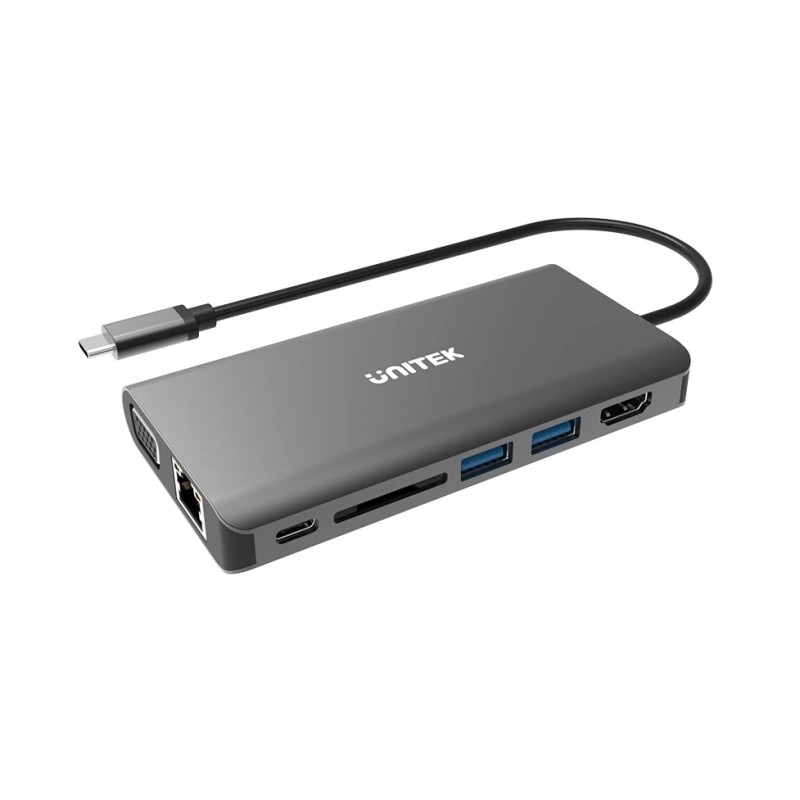 Unitek Type-C Hub - D1019A - USB3.1 with HDMI VGA GB SD PD100W — Buy in Cyprus with Fast Delivery