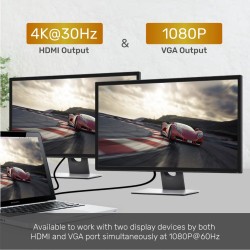 Unitek Type-C Hub - D1019A - USB3.1 with HDMI VGA GB SD PD100W — Buy in Cyprus with Fast Delivery