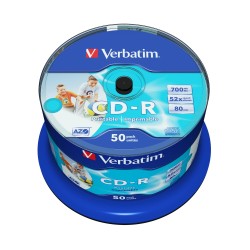 Verbatim CD-R - 43438 - 700MB 52X 50-Pack Spindle Printable — Buy in Cyprus with Fast Delivery