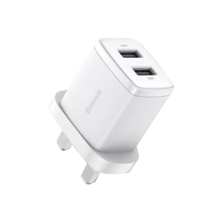 Baseus Charger Wall - 2xUSBA - 2.1A - UK - White — Buy in Cyprus with Fast Delivery
