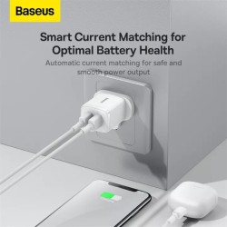 Baseus Charger Wall - 2xUSBA - 2.1A - UK - White — Buy in Cyprus with Fast Delivery