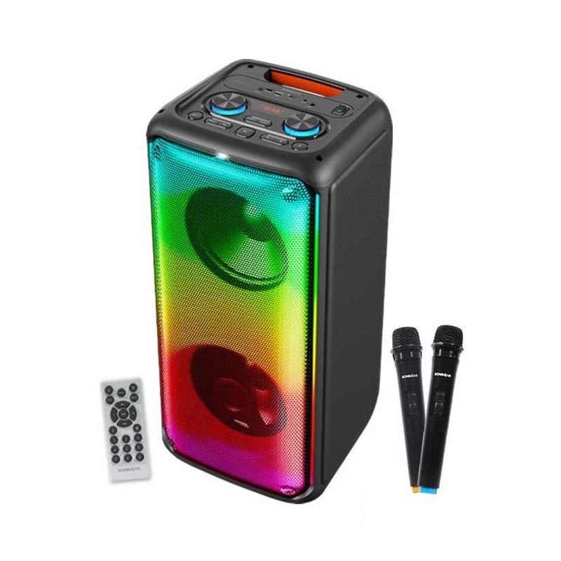 SonicGear 2 x 8'' Portable Karaoke Speaker with Voice Changer - AudioXPro800HD - 2 x Wireless Microphones included