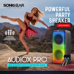 SonicGear 2 x 8'' Portable Karaoke Speaker with Voice Changer - AudioXPro800HD - 2 x Wireless Microphones included