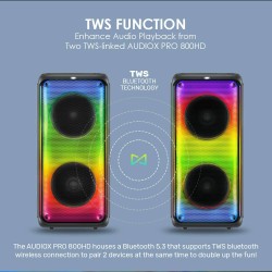 SonicGear 2 x 8'' Portable Karaoke Speaker with Voice Changer - AudioXPro800HD - 2 x Wireless Microphones included