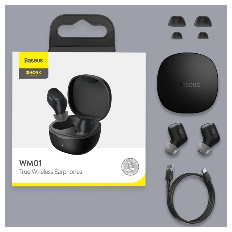 Baseus Headphones In Ear TWS Encok - WM01 - Black — Buy in Cyprus with Fast Delivery
