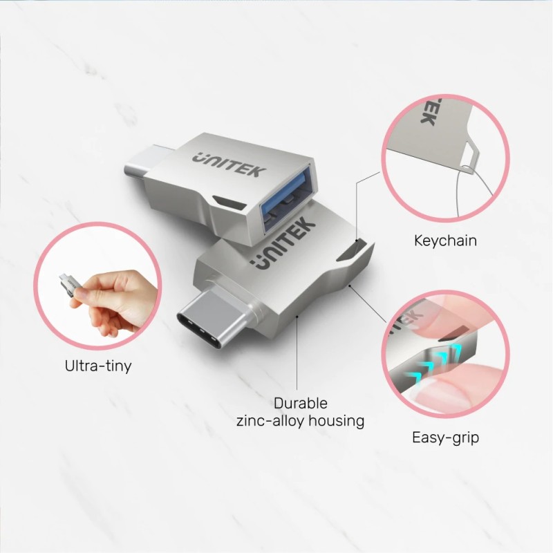 Unitek USB-A Female to USB-C Male Adaptor - A1025GNI - 5Gbps OTG — Buy in Cyprus with Fast Delivery