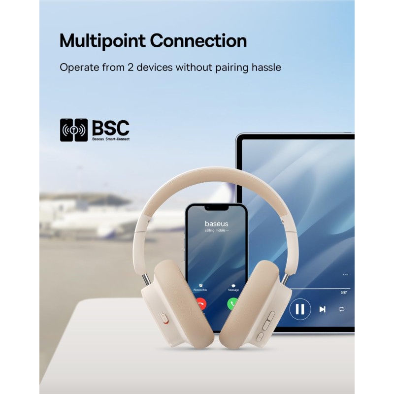 Baseus Wireless Headphones Over Ear ANC Bowie - H1i - White — Buy in Cyprus with Fast Delivery