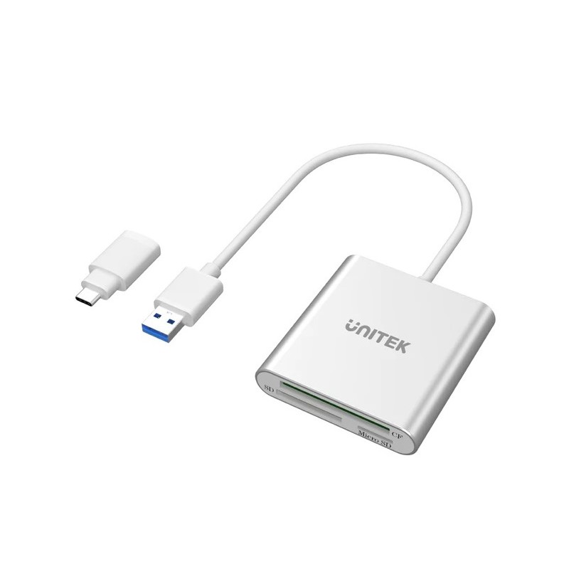 Unitek Card Reader - Y-9313D - USB-A C 3.0 Aluminium SD Micro SD CF Card Reader — Buy in Cyprus with Fast Delivery