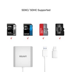 Unitek Card Reader - Y-9313D - USB-A C 3.0 Aluminium SD Micro SD CF Card Reader — Buy in Cyprus with Fast Delivery