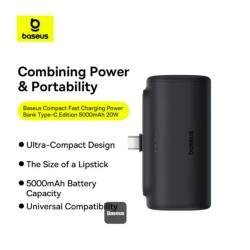Baseus Powerbank - 20W 5000mAh Plug-In USB-C 20W Black — Buy in Cyprus with Fast Delivery